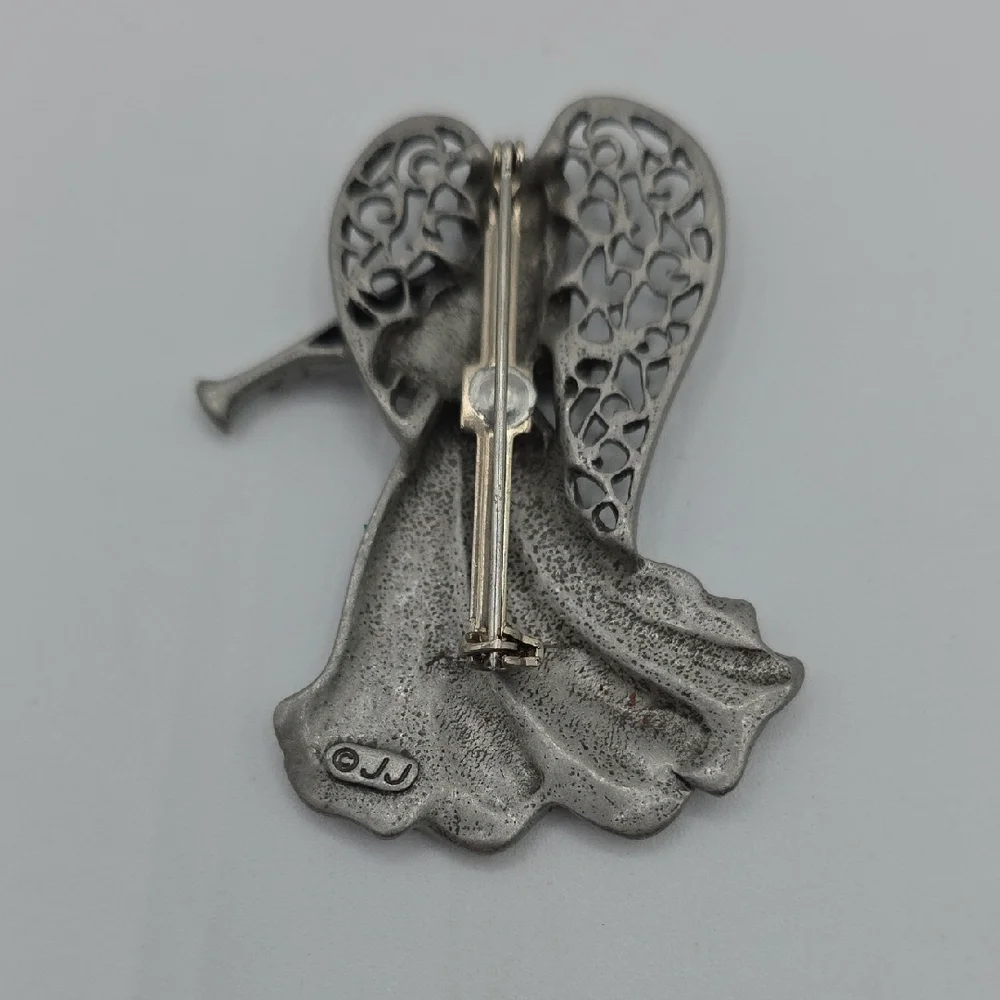 J.J. Jonette Graceful Angelic Pewter Brooch
